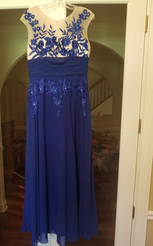 Royal Blue Chiffon Gown, NWT Size 12 - Picture 4 of 8